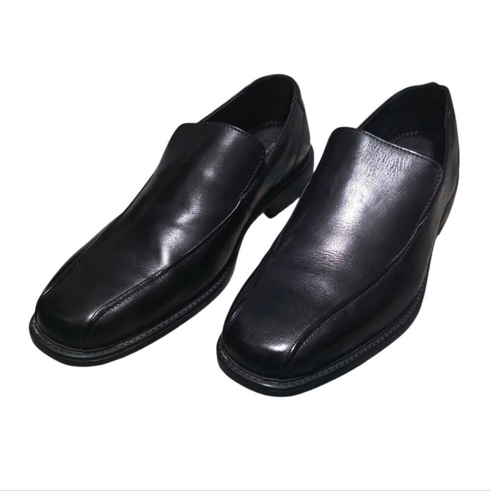 Bostonian Men's Black Faux Leather Square Toe Slip On Loafers 9.5